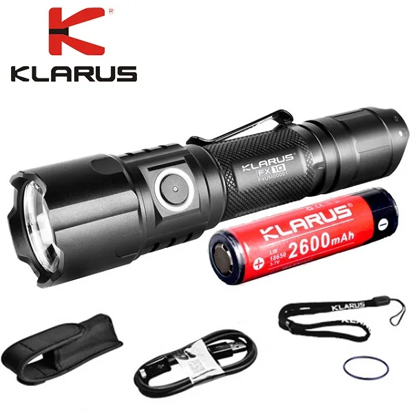 

KLARUS FX10 CREE XP-L HI V3 LED max 1000 lumen beam throw 300 meter USB rechargeable torch flashlight with 2600mAh battery
