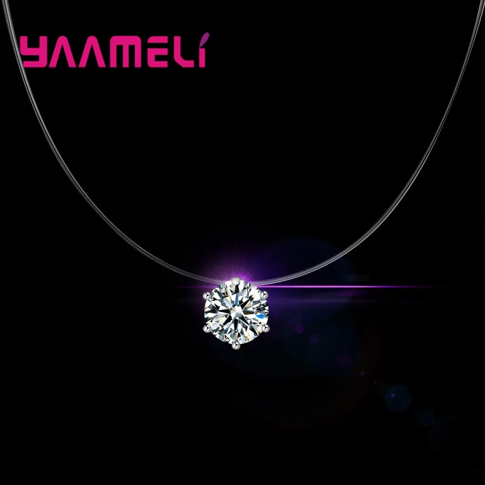 

Super Shining 6 claws Cubic Zirconia 925 Sterling Silver Colorful Necklace Pendnat For Women Ladies Crystal Jewelry