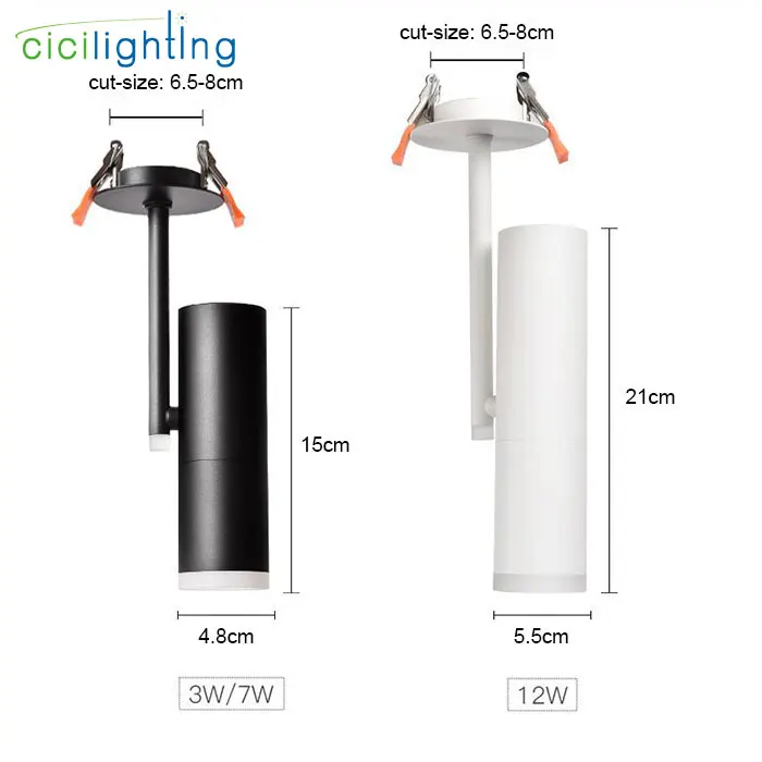 Luzes de Teto Resessed para Shopping Loja de Roupas Modern Led Downlights 2018 New Black White Led Bar Mostrar Holofotes 3 Luzes embutidas de LED
