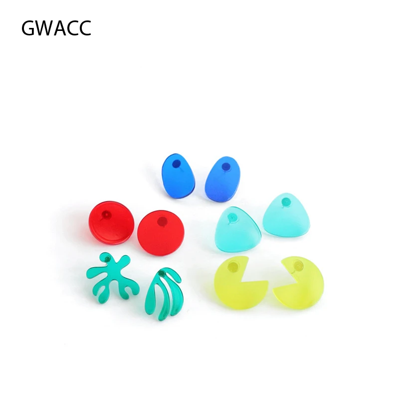 

GWACC Candy Colors Stud Earrings For Women Girls Creative Transparent Acrylic Geometric Earrings Summer Type Fashion Jewelry