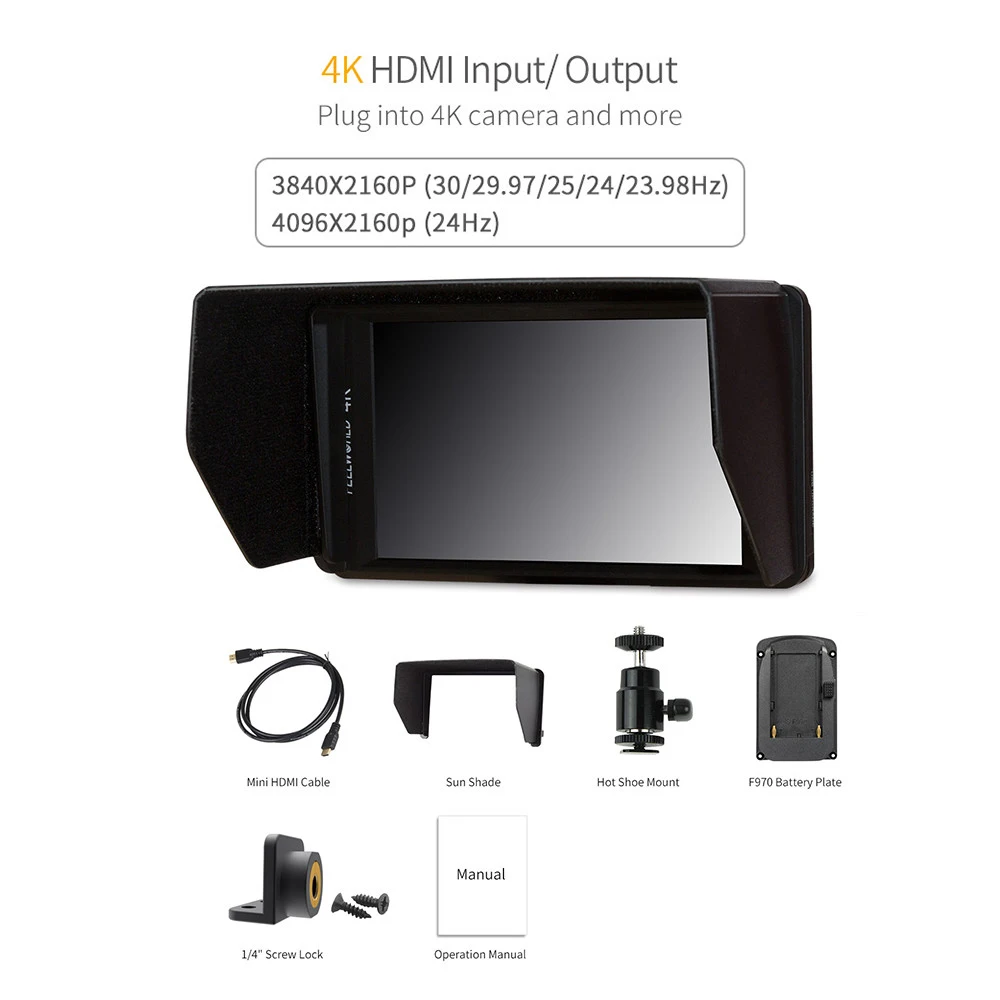 Монитор для камеры Feelworld FW450 4 5 дюйма IPS 4K HDMI 1280x800 HD|Аксессуары фотостудии| |