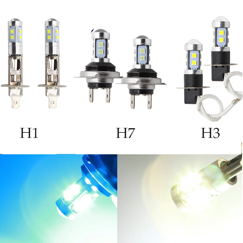 Противотуманные фары LYMOYO 2 шт. H7 LED H1 H3 H27/881 H8 H11 9005 9006 3030 SMD 10 светодиодные дневные