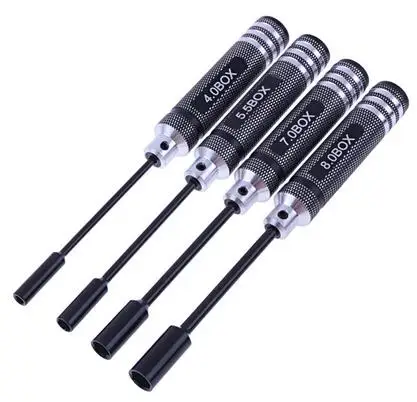 4pcs/set RC Tools hex Screw Driver Set titanium plating hardened 4.0 5.5 7.0 8.0mm Screwdriver For Rc Helicopter Toys (1 set))