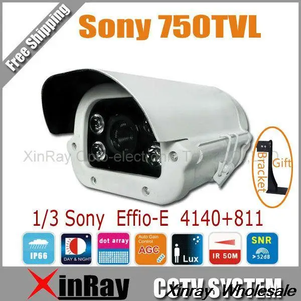 High-performance SONY CCD Effio-E 4140+811 750TVL Waterproof CCTV Camera Infrared Bracket XR-ICEA Free Shipping Via DHL | Безопасность и