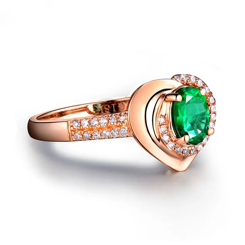 Для женщин изумрудные кольца реального 18Kt розовое золото центр овал драгоценного камня 4x6 мм кольцо с натуральным изумрудом для женщин Enggagement Юбилей