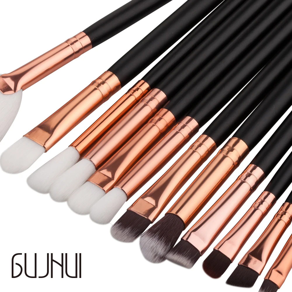 

12pcs/set Black Handle Make-up Brushes Sets Soft Sector Synthetic Hair White Brown Eye shadow Foundation Powder Pro Brushes Kits