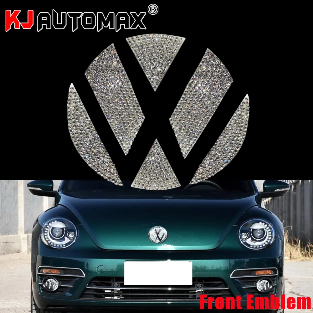 

KJautomax For VW Volkswagen Beetles Front emblem Sitcker Bling Rhinestone emblem Logo Decoration 2013-2018