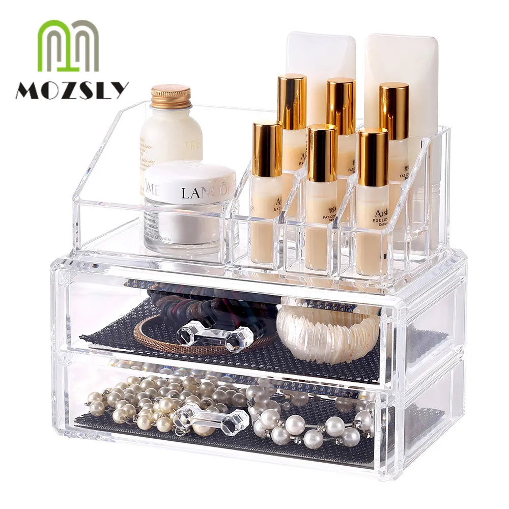 Makeup Organizer Cosmetic Holder 2 layer Drawers Desk Jewelry Acrylic