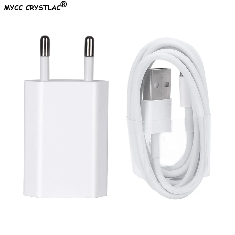 

AC Wall USB Charger EU Plug For Apple iPhone 5 5S 5C 6 6S 7 Plus X XR XS Max For iPhone 8 Pin USB Charging Cable Charger Adapter