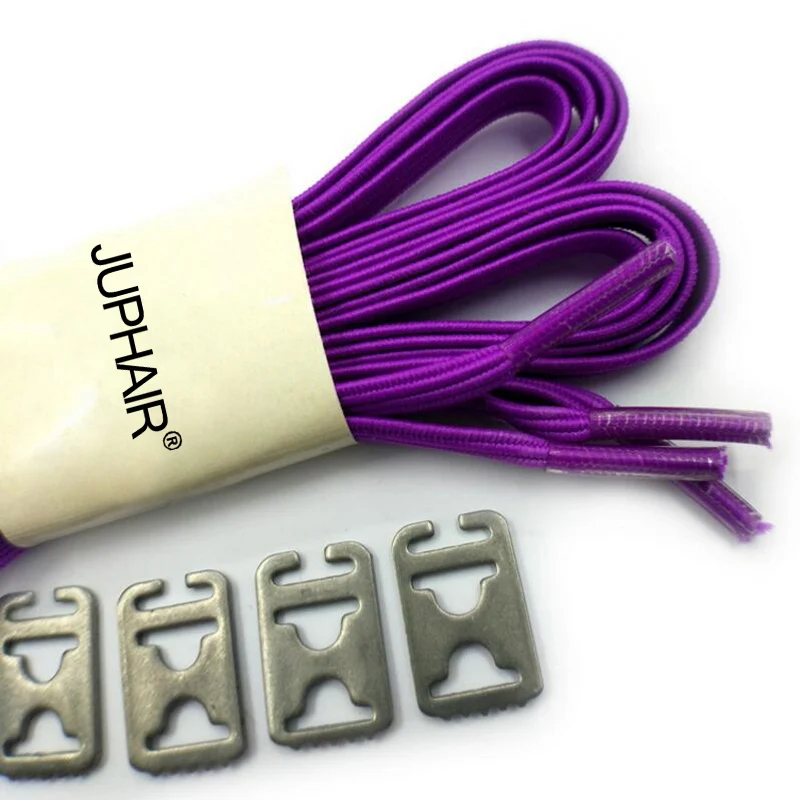 JUP 1-50 Pair Purple Fashion Shoelaces Polyester No Tie Elastic Shoe Laces Sneaker Adult Kid Running Shorts Shoelace Flat Buckle