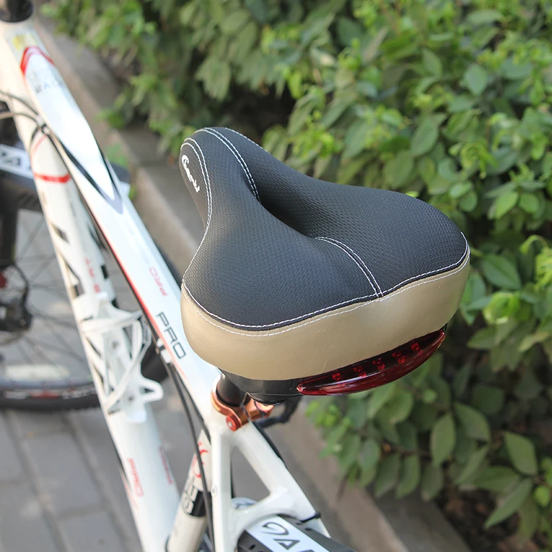 

Chaunts New Bicycle Saddle With Rear Light Ergonomic MTB Road Mountain Bike Seat Soft Breathable Wide Cycling Riding Bike Saddle