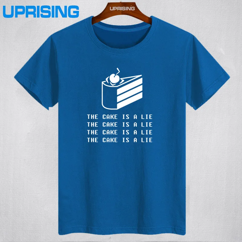 Мужская футболка с коротким рукавом Portal 2 надписью The Cake Is A Lie хлопковые топы|t shirt