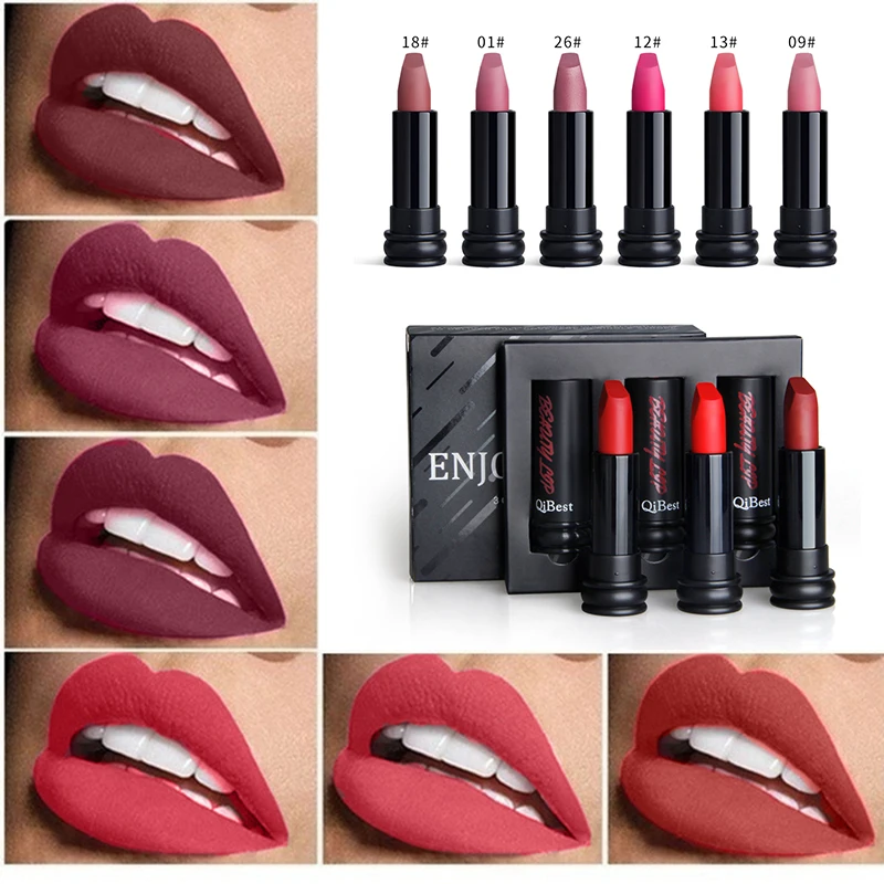 

Korean 3pcs/set Matte Lipstick Waterproof Lip Tint Tattoo Nude Makeup Mate Batom Professional Make Up Lip Baton Stick Lipsticks