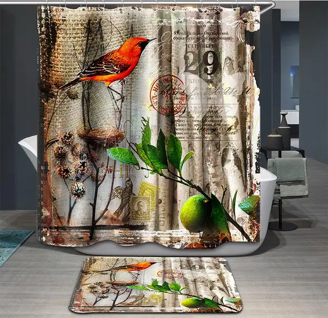 Boutique High Quality 3D Bird shower curtain Butterfly douche gordijn