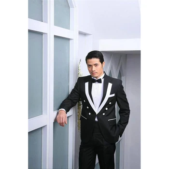 

A button black groom men wedding suit dress best man notched Lapel mens suits 2020 smoking masculino (coat + pants + BELT + tie)