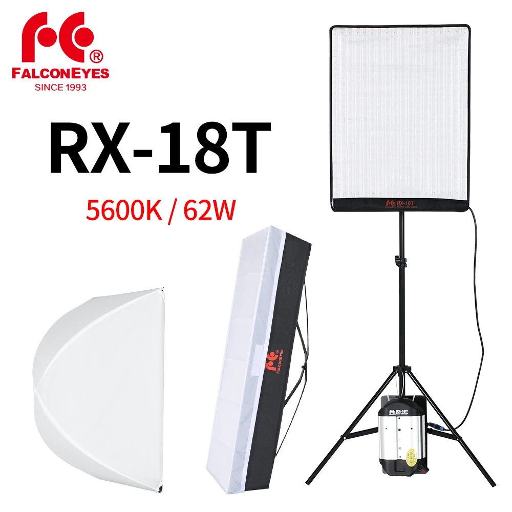 

Falcon Eyes RX-18T 62W Portable LED Photo Video Light 504pcs Flexible Rollable Cloth Lamp with Diffuser + 2M Light Stand