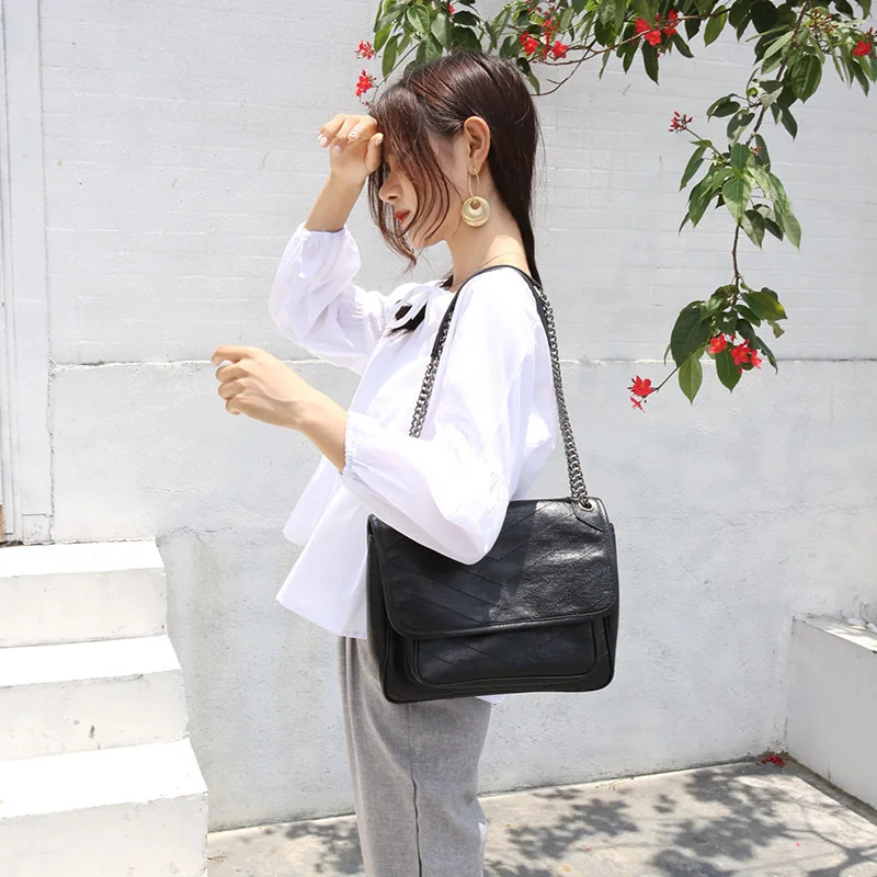 Chain Genuine Leather Woman Package Will Capacity Single Shoulder