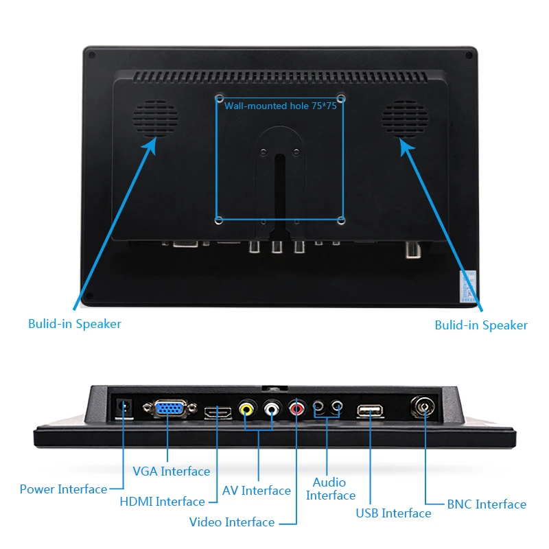 10,1 дюймов ips сенсорный экран портативный монитор HD 1280x800 цветной дисплей экран с AV/VGA/HDMI/USB для ПК безопасности CCTV камера