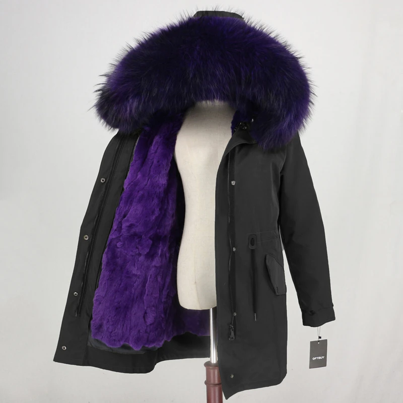 Cheap OFTBUY Waterproof Long Parka Real Fur Coat Winter Jacket Women Natural Raccoon Fur Collar Real Rabbit Fur Liner Detachable Warm 31