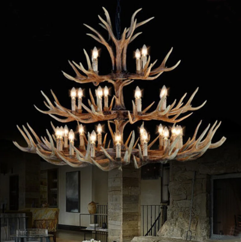 Wholesale Model Resin Deer lamp Horn Antler Chandelier Light in