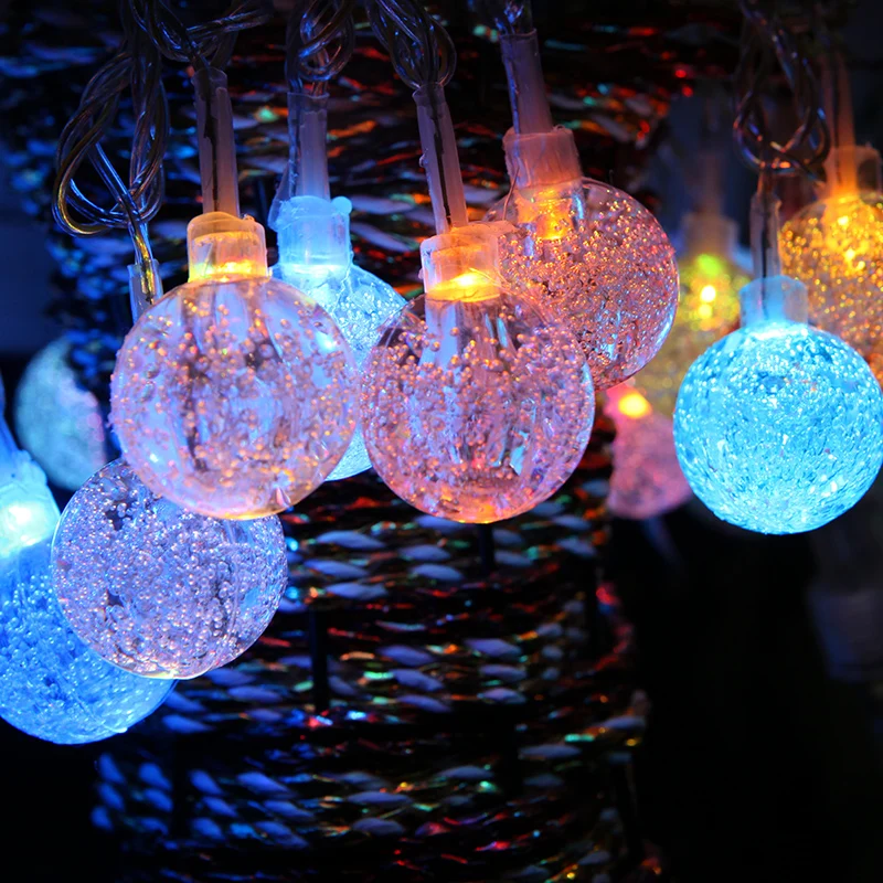 5 M 20 LED Festoon luces de hadas bola de cristal de plástico luz de la secuencia guirnalda impermeable Navidad Holiday luces led decoracion 5 M 20 LED Festoon luces de hadas bola de cristal de plástico luz de la secuencia guirnalda impermeable Navidad Holiday luces led decoracion