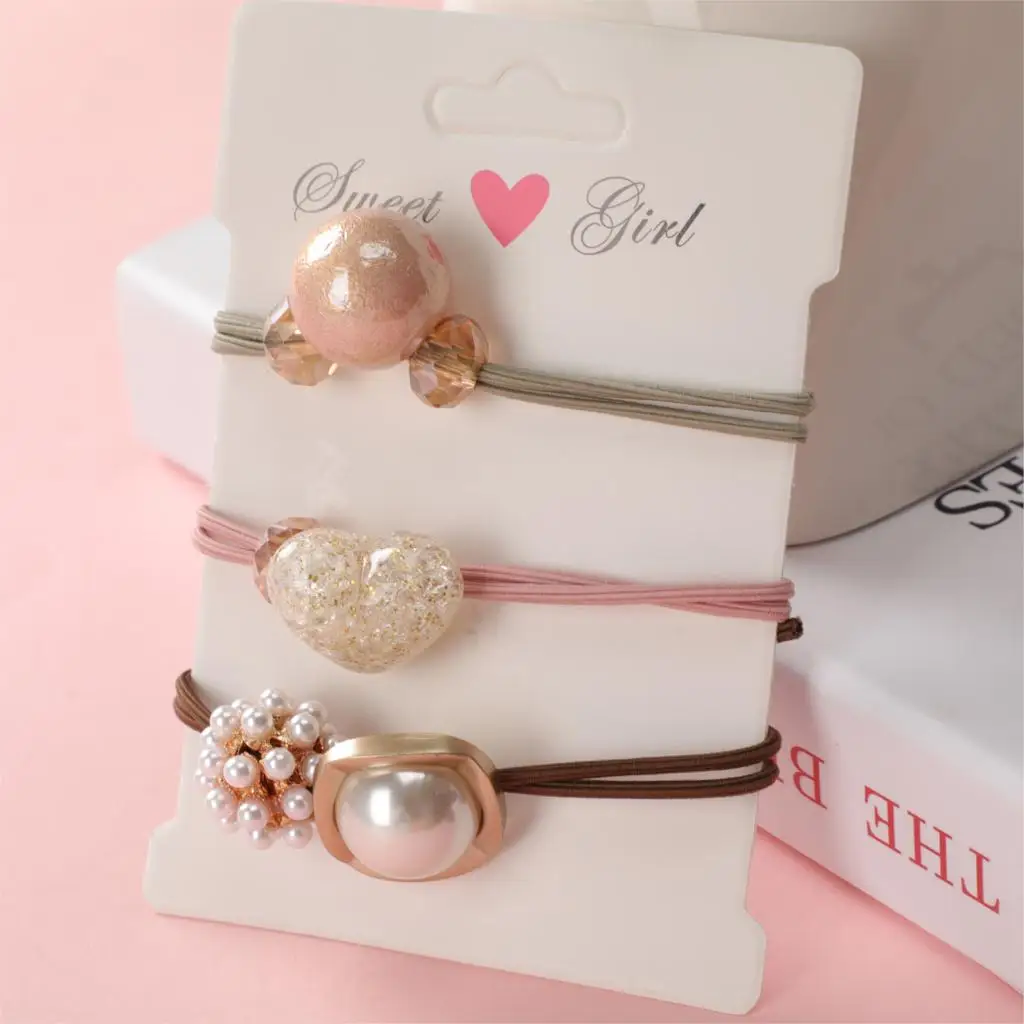 

3PCS/Set New Women Girls Luxury Pearls Acrylic Shining Elastic Hair Bands Headbands Scrunchies Hair Rubber Band Hair Accessories
