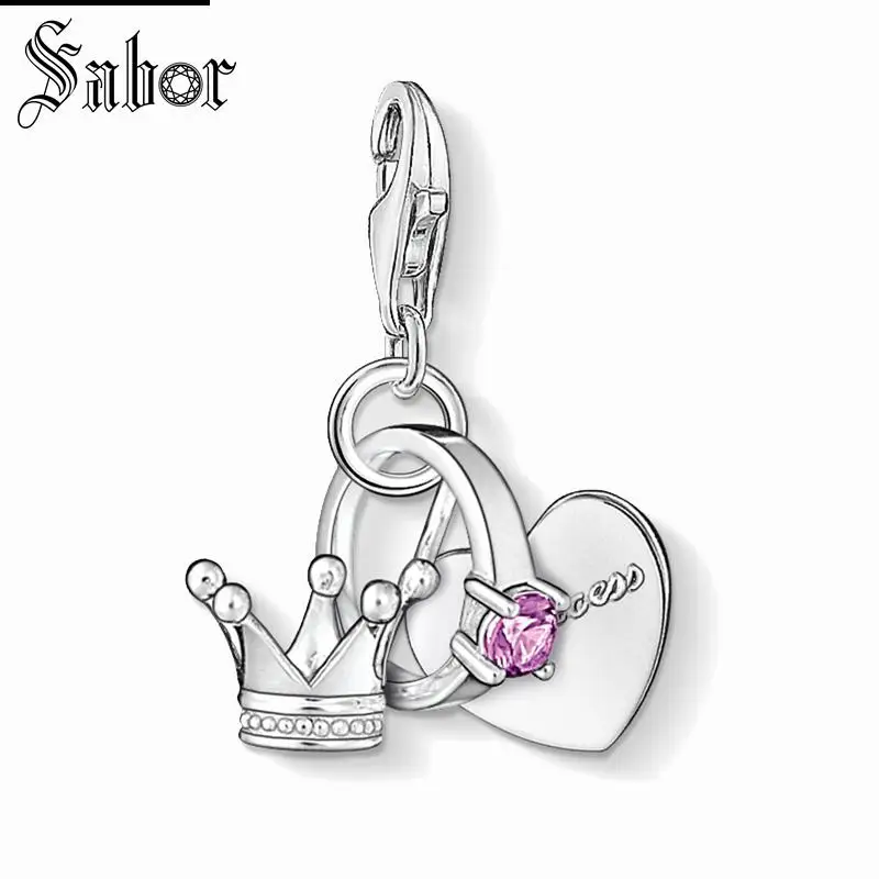 

thomas Princess Ring & Crown Charm,2019 Fashion Jewelry For Women Girls,Romantic Gift 925 Sterling Silver Fit Bracelet charms