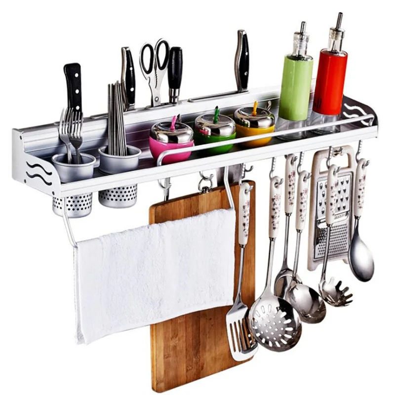 Кухонная утварь, алюминиевая стойка для хранения, посуда для специй, посуда, полка для хранения, держатель для столовых приборов, крючок - Цвет: Прозрачный