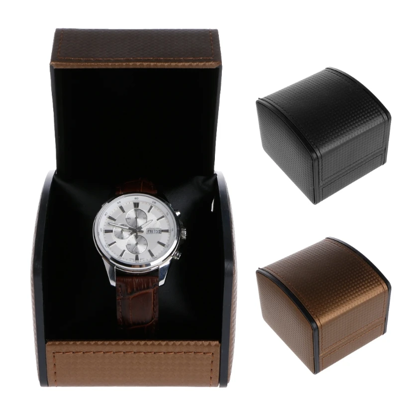

Watch Box Luxury Faux Leather Flip Simple Bracelet Watch Box With Pillow Package Case Bracelet Stand Holder New