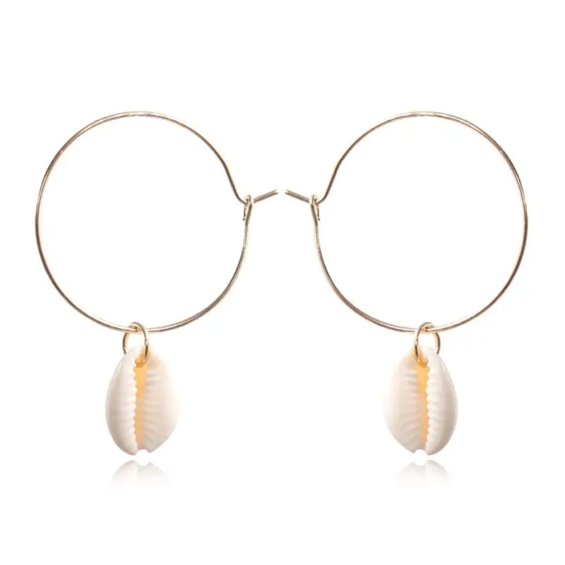 

Bohemian Natural Shell Pendant Circle Hoop Drop Earrings Women Fashion Jewelry
