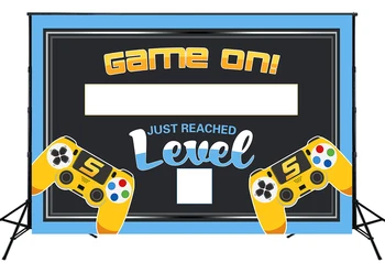 

Video Game On Party Backdrop Retro Gaming Background For Kids Birthday Baby Shower Cake Table Banner Photo Booth Props W-2092