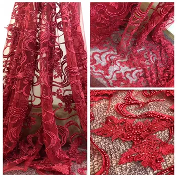 

Bridal Nigerian Wedding Lace Materials 3D Lace Fabric High Quality 2018 African Lace Fabric On Sale Beads Lace Fabric HJ738-2