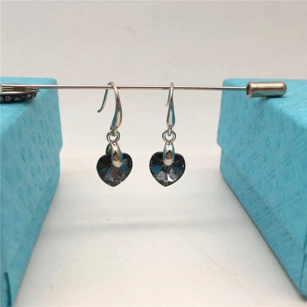 Swarovski crystal heart earrings-SINI
