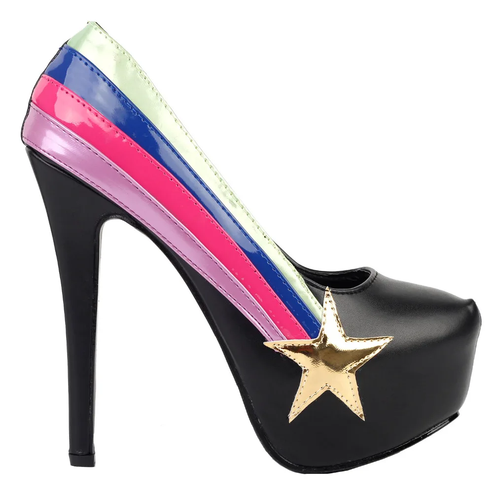 

LF80849 Black Star Meteor Multicoloured Lines Platform Stiletto Pump Size 4/5/6/7/8/9/10
