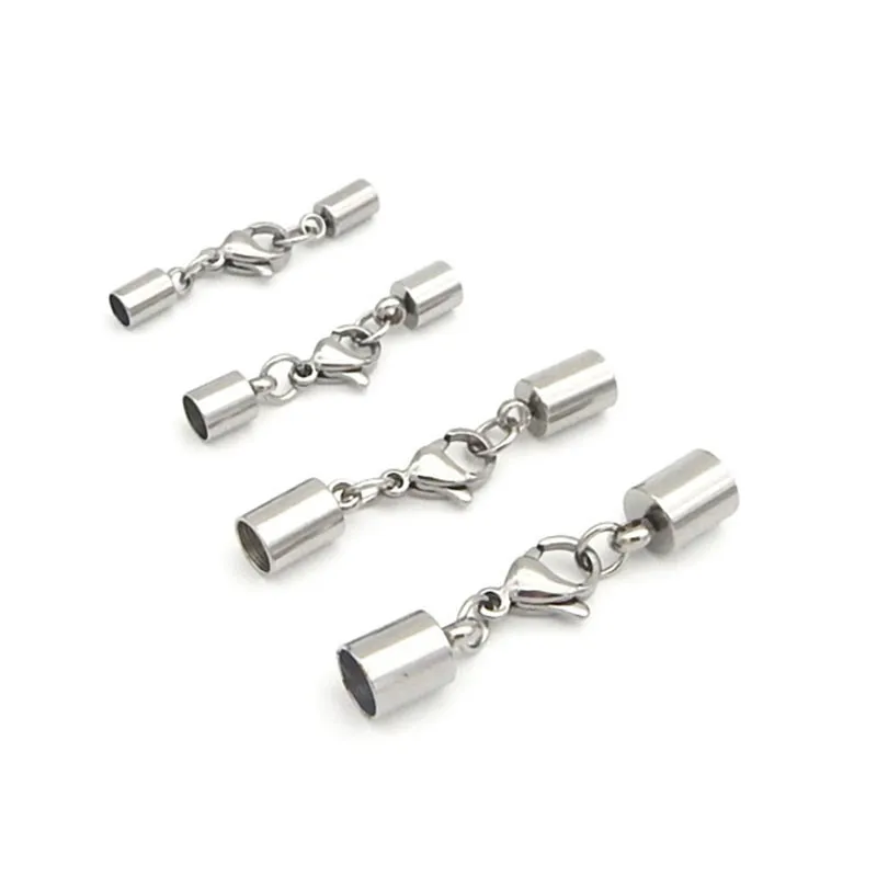 

Stainless Steel Leather Cord Bracelet Necklace Lobster Clasps Hooks Dia 1.5/2/3/4/5/6/8mm Connectors For Jewelry Making F3896