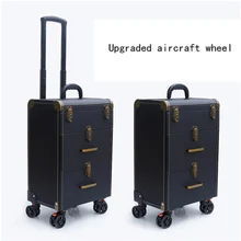 Женский косметический чехол на колесиках большой вместимости, сумка на колесиках, набор инструментов для макияжа ногтей, многослойный косметический чехол на колесиках с татуировкой