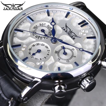 

2016 JARAGAR Luxury Orologio Uomo Men's 6 Hands Auto Mechanical Watches Leather Wristwatch Dress Diamond Mechanical Wrist Watch