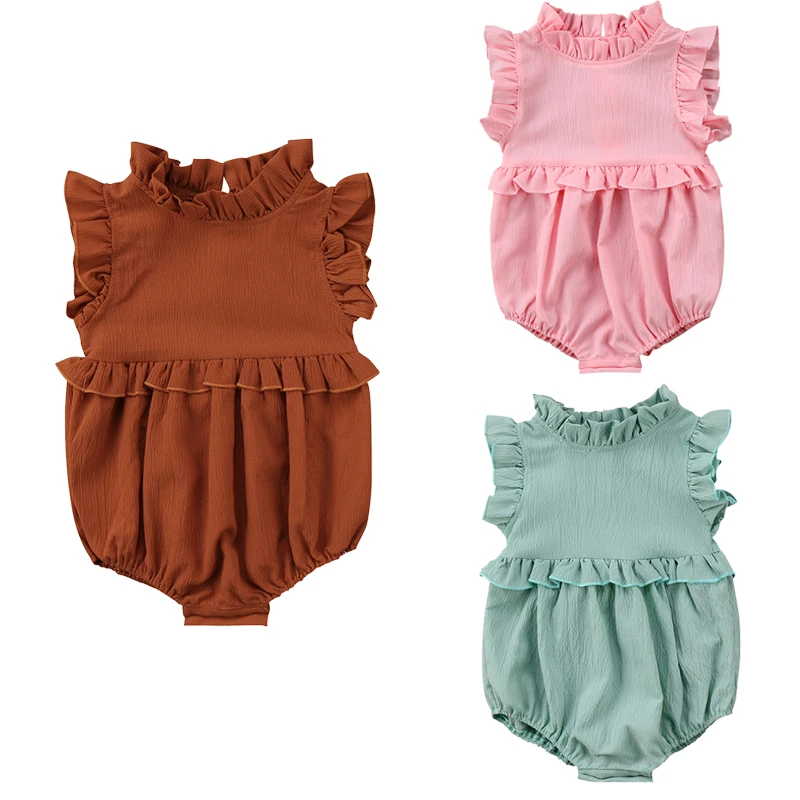 

Ruffles Newborn Infant Baby Girls Summer Sunsuit Sleeveless Romper Jumpsuit Outfits Princess Baby Clothes 0-24M