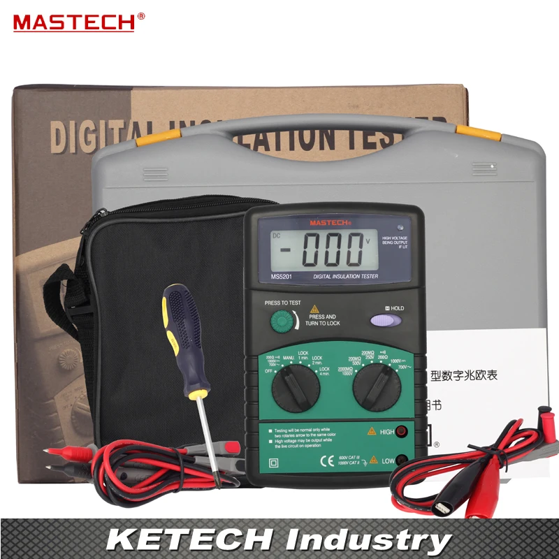 

Digital Megger , Insulation Resistance Tester , Sound and Light Alarm MASTECH MS5201