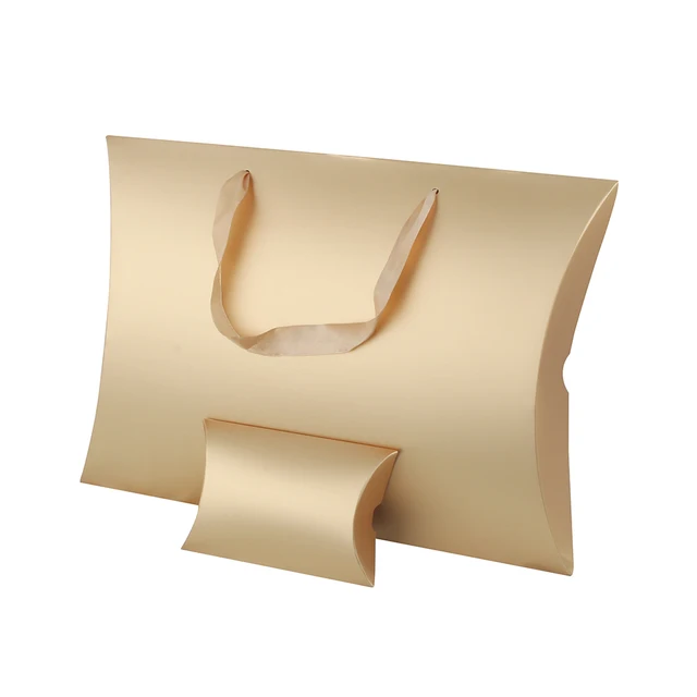 Gold Virgin Hair extension packaging pillow box Hair wigs Packing paper box Jewelry gift packing box Custom metal sticker logo