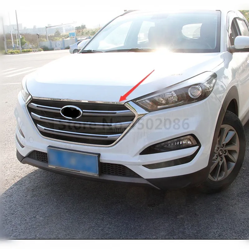 For Hyundai Tucson stainless steel Front Hood Bonnet Cover Trim Garnish Styling