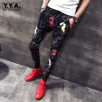 

Size 27-34 High Quality New Arrival Painting Printed Mens Skinny Pants Man Pencil Pants Fit Polyester Casual Mens Trousers