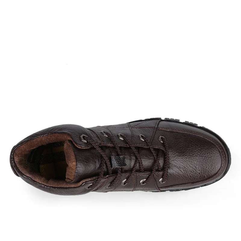 Boots Genuíno Homem Marca Inverno Invierno Fur Moda brown Ankle Homens Sapatos black Heinrich Hombre Black Couro Confortáveis De brown Fur Botas Zapatos pzFwqwX