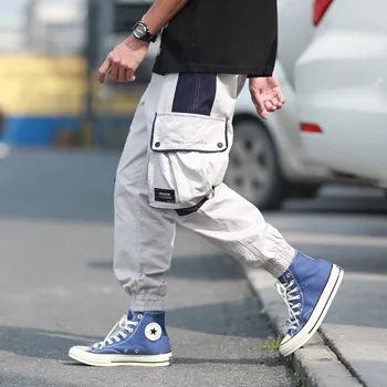 

Big Pockets Color Block Casual Pants Men 2019 Spring Harem Pants Skateboard Joggers Loose Fashion Hip Hop Trousers