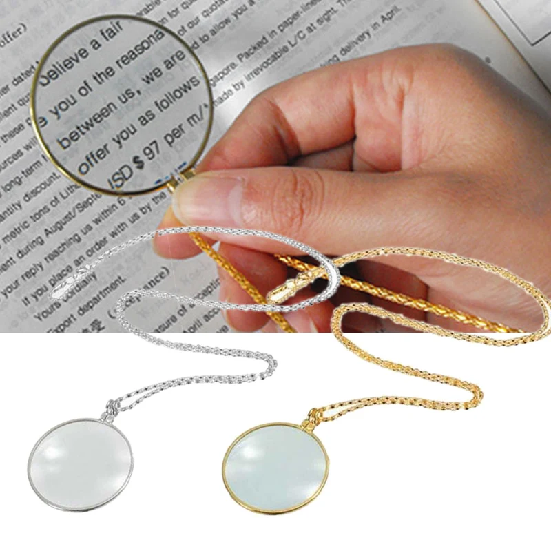

New Fashion Unisex Magnifying Glass Monocle Necklace Magnifier Pendant Reading Book Aid High Quality
