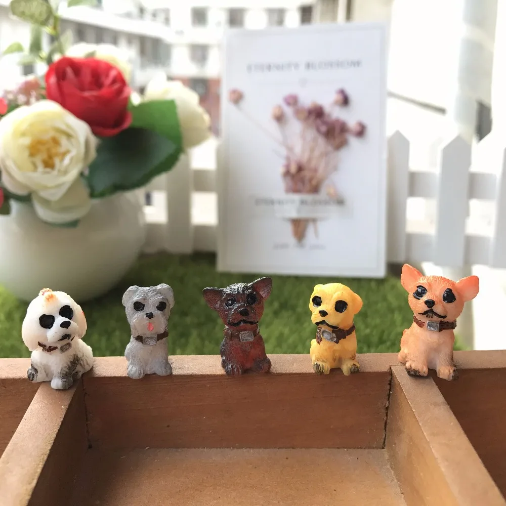 

Mini Resin dog 10pcs Miniature Fairy Garden Ornament Decoration Micro Landscape Dog Figurines Dollhouse Resin Decoration For