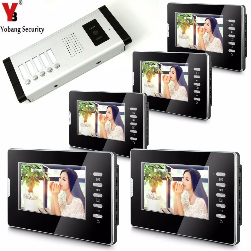 YobangSecurity Video Door Intercom 7Inch Monitor Video Doorbell Door Phone Speakphone Camera Intercom For 5 Units Apartment YobangSecurity Video Door Intercom 7Inch Monitor Video Doorbell Door Phone Speakphone Camera Intercom For 5 Units Apartment