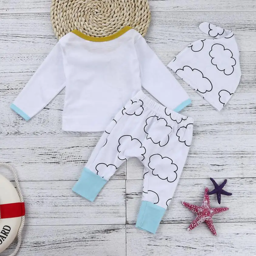 Baby Clothing 3pcs Toddler Infant Baby Girls Boys Clouds Clothes Set