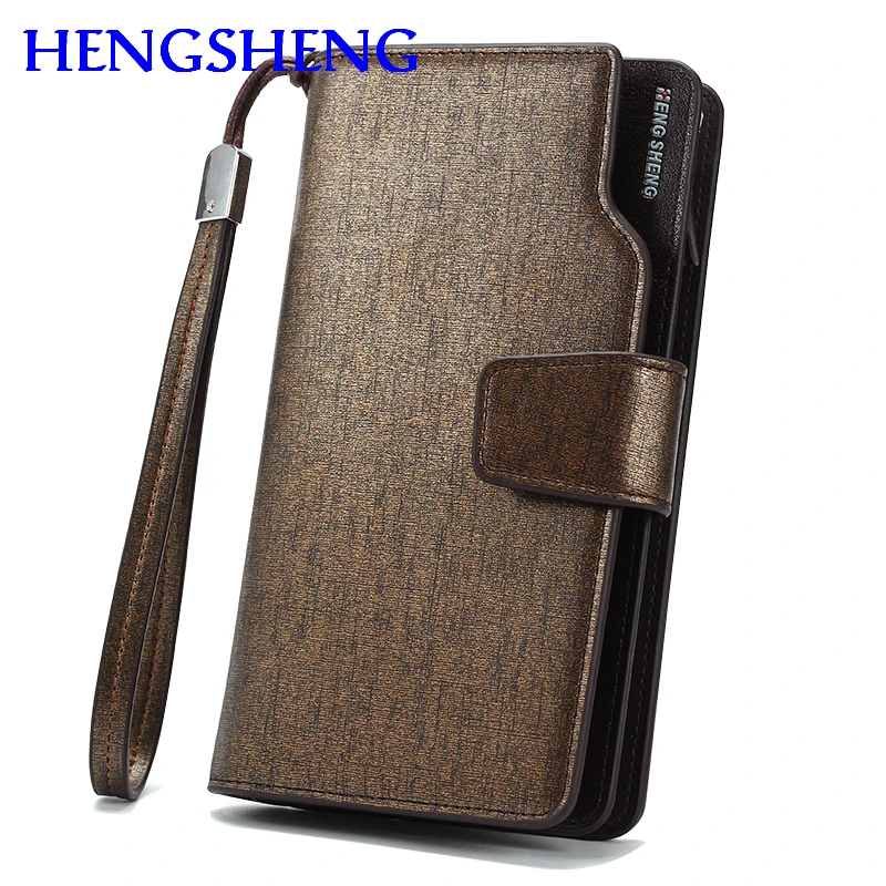 Free shipping HENGSHENG luxury font b leather b font men wallet for cheap price men long