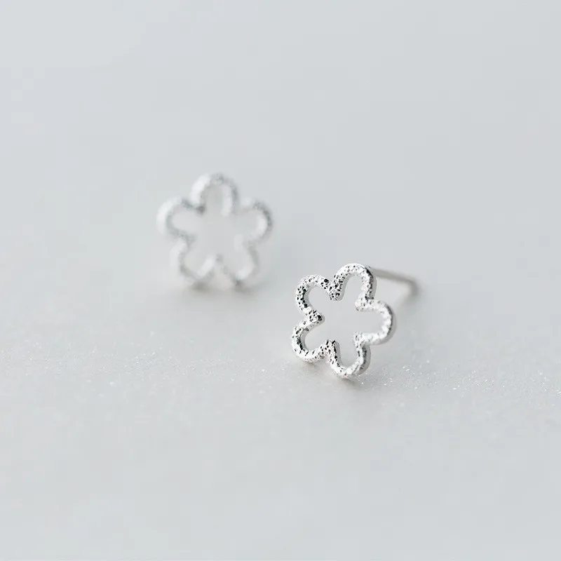 Чистый 925 Серебряный цветок Стад Серьги для Для женщин девочек Модные украшения A076